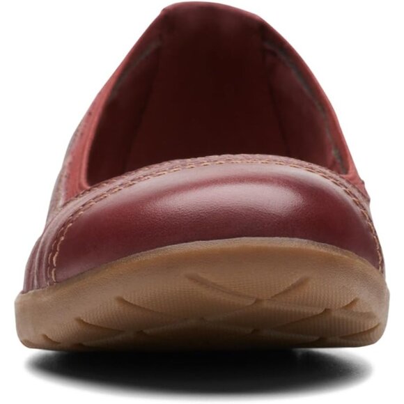 Clarks Womens Chestnut Leather Closed Pointed Toe Meadow Opal Ballet Flat Shoes - Picture 4 of 9